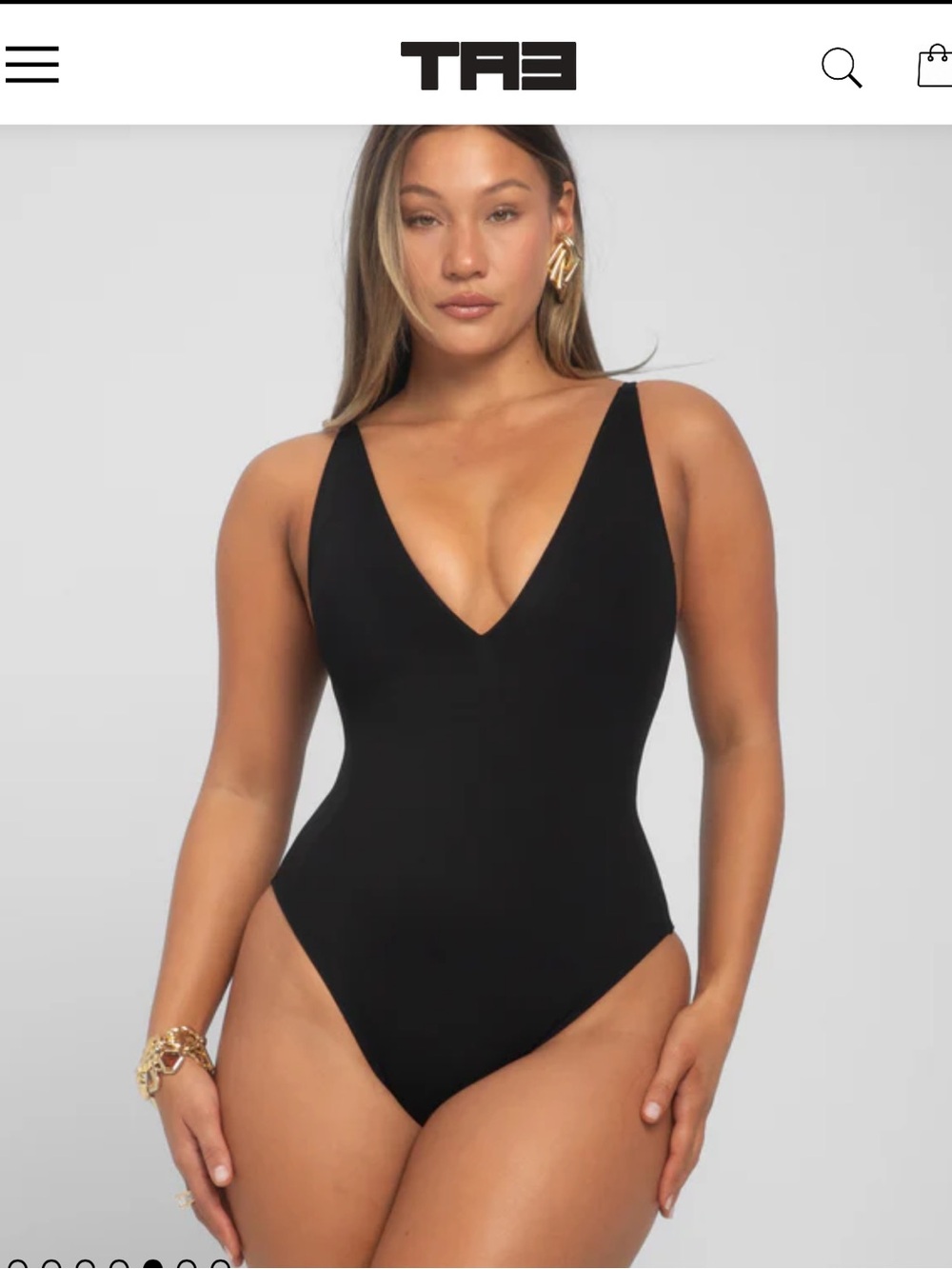TAE Black Deep V One-Piece Swimsuit